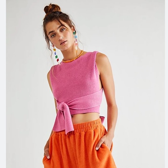 SOLD Free People Orchid Convertible Sweater Tank in Jelly Bean - Picture 2 of 6